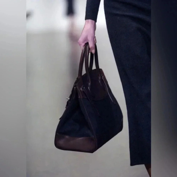 Ralph Lauren Collection Ricky 33 Bag Wool Leather Runway 2005 Satchel Purse - Picture 2 of 11